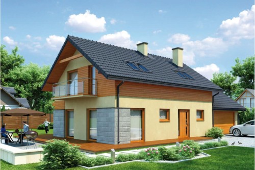 Projekt domu Tofane DM-6421, parterowy z poddaszem użytkowym, jednorodzinny-kolorystyka wersja 2