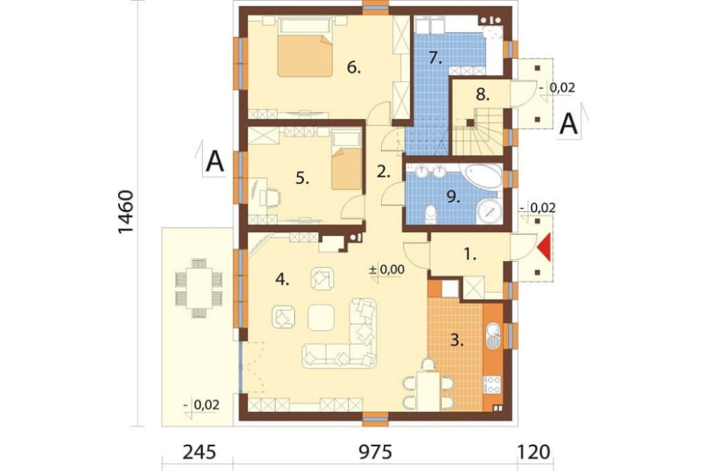 Projekt domu Ożanka DM-6671, parterowy ze strychem, niepodpiwniczony -  rzut parteru