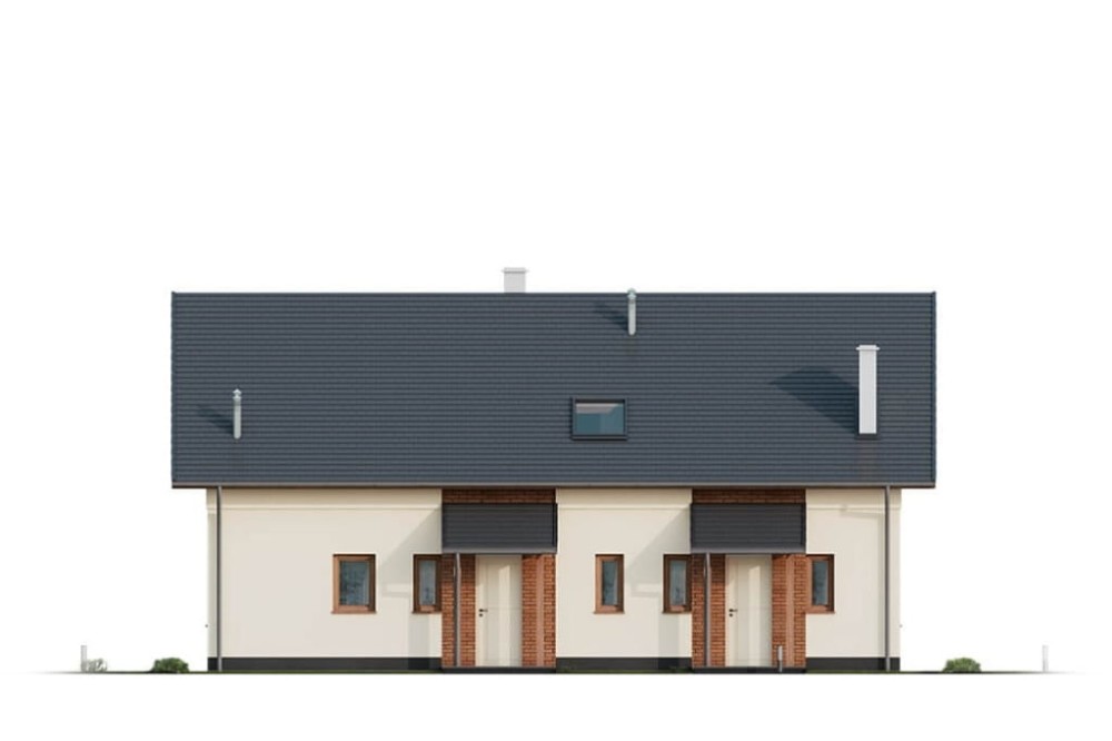 Projekt domu Ożanka DM-6671, parterowy ze strychem, niepodpiwniczony - wizualizacja elewacji frontowej