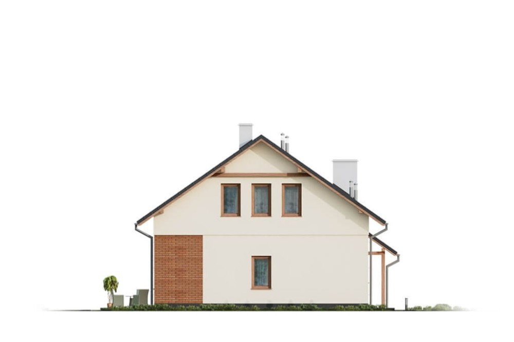 Projekt domu Ożanka DM-6671, parterowy ze strychem, niepodpiwniczony - wizualizacja elewacji lewej