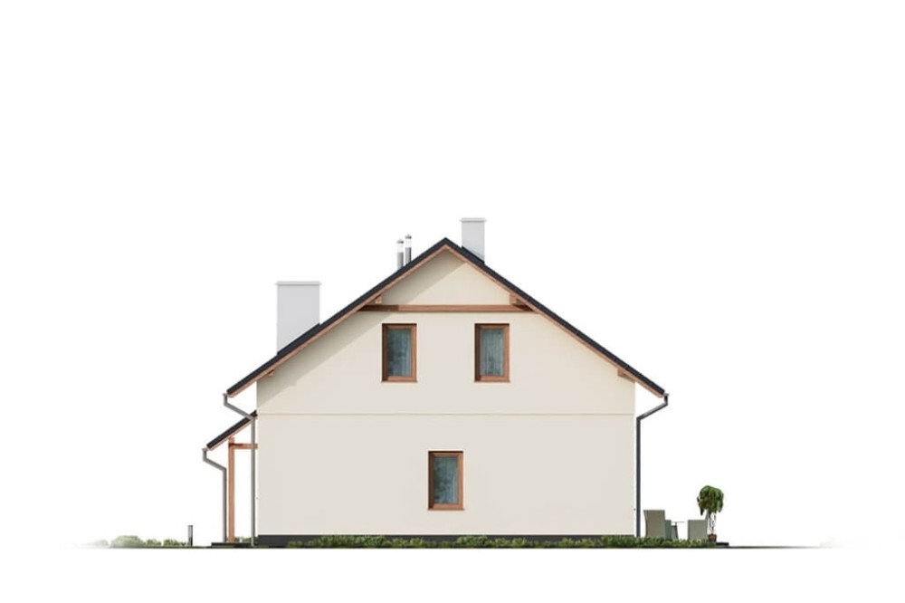 Projekt domu Ożanka DM-6671, parterowy ze strychem, niepodpiwniczony - wizualizacja elewacji prawej