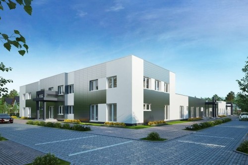 Projekt budynku zakładu opiekuńczo-leczniczego (ZOL) LK-109, budynek piętrowy, bez podpiwniczenia - kolorystyka wersja 1