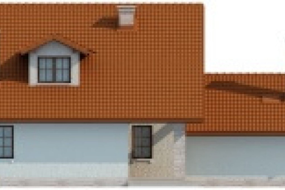 Projekt domu Costalunga Due L-6400, parterowy z użytkowym poddaszem, niepodpiwniczony, z garażem dwustanowiskowym - elewacja prawa