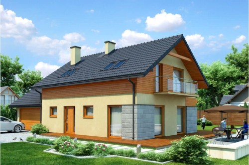Projekt domu Tofane  DUE L-6421 DUE, parterowy z poddaszem użytkowym, jednorodzinny-kolorystyka wersja 2