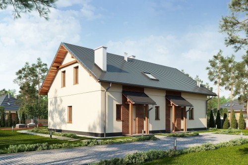 Projekt domu Ożanka 2 L-6671, parterowy ze strychem, niepodpiwniczony - kolorystyka wersja 1