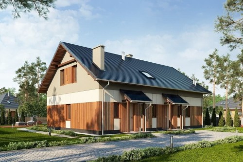 Projekt domu Ożanka 2 L-6671, parterowy ze strychem, niepodpiwniczony - kolorystyka wersja 2