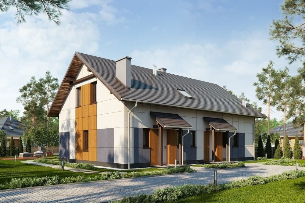 Projekt domu Ożanka 2 L-6671, parterowy ze strychem, niepodpiwniczony - kolorystyka wersja 3