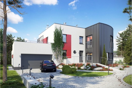 Projekt domu Croda Da Lago Due L-6415, piętrowy z garażem dwustanowiskowym-kolorystyka wersja 2