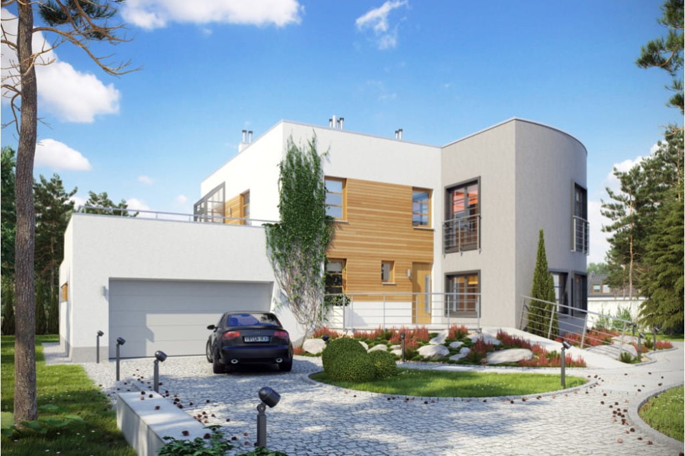 Projekt domu Croda Da Lago Due L-6415, piętrowy z garażem dwustanowiskowym, bez podpiwniczenia - kolorystyka wersja 4