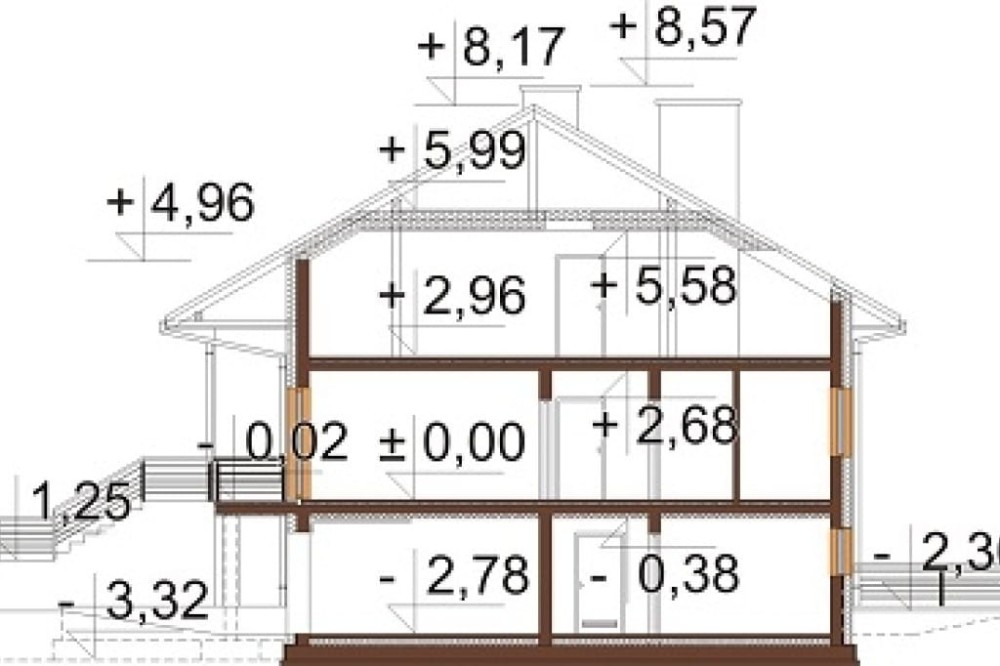 Projekt domu Napoca 2 L-6823, parterowy z poddaszem mieszkalnym, bez podpiwniczenia  - przekrój B-B