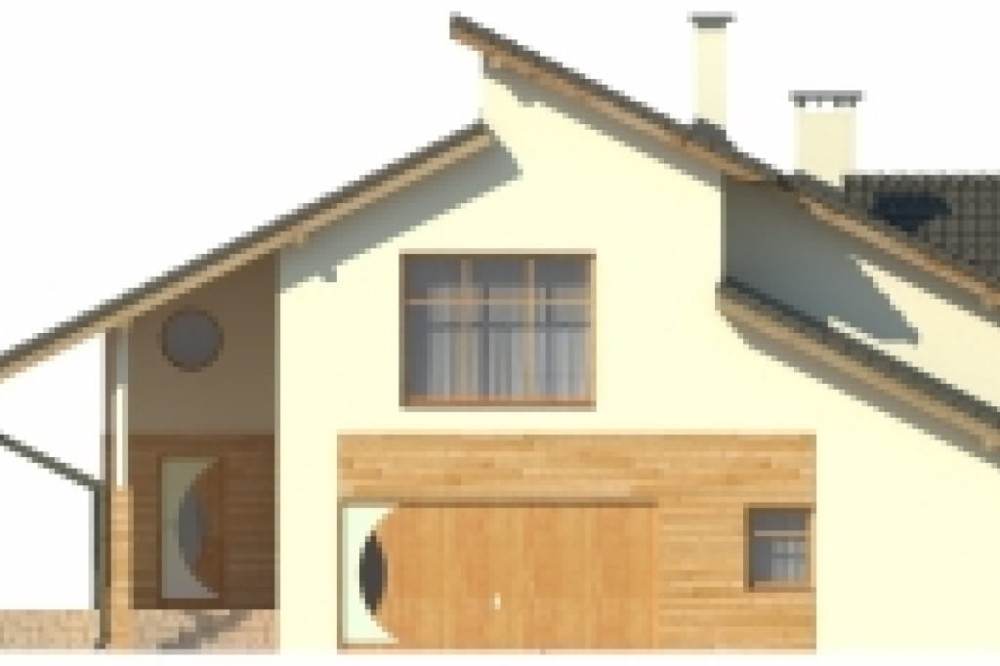Projekt domu Siena DM-6463, parterowy z poddaszem użytkowym, z garażem dwustanowiskowym, bez podpiwniczenia - elewacja frontowa
