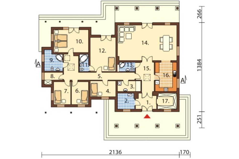 Projekt domu Marmarole DM-6393, parterowy ze strychem, bez garażu, bez podpiwniczenia - rzut parteru