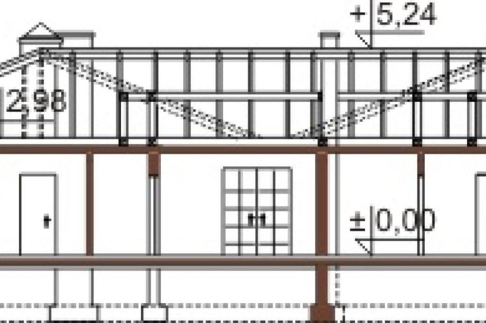 Projekt domu Marmarole DM-6393, parterowy ze strychem, bez garażu, bez podpiwniczenia - przekrój A-A