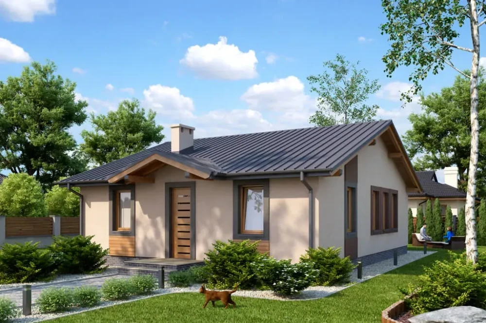 Projekt domu Branewka 2 tech. L-6308 tech., parterowy bez podpiwniczenia i bez garażu - kolorystyka wersja 3