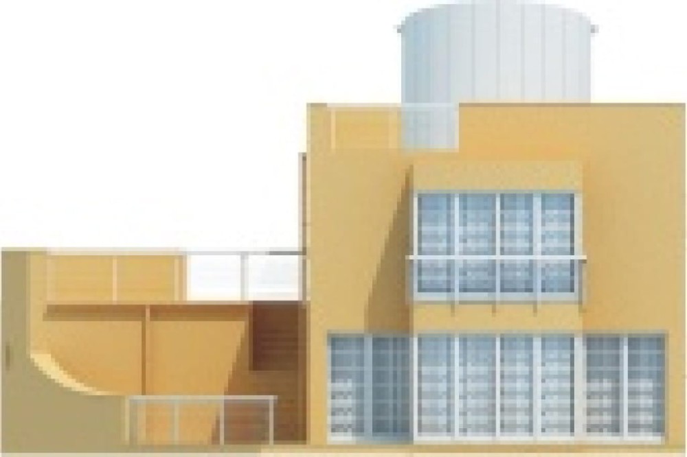 Projekt domu Duron DM-6386, piętrowy, z garażem dwustanowiskowym, bez podpiwniczenia - elewacja ogrodowa
