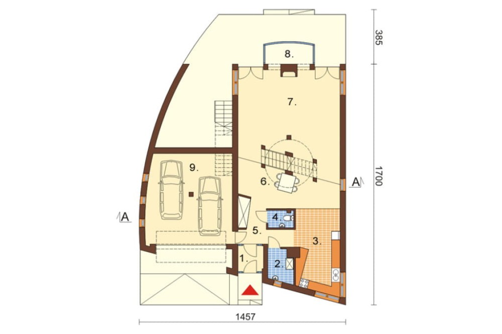 Projekt domu Duron Due L-6386, piętrowy, z garażem dwustanowiskowym, bez podpiwniczenia - rzut parteru