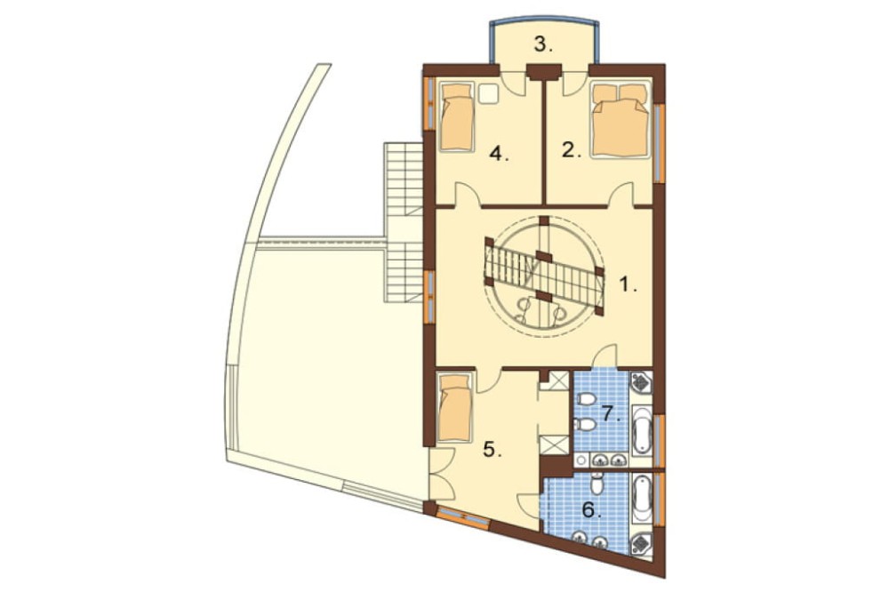 Projekt domu Duron Due L-6386, piętrowy, z garażem dwustanowiskowym, bez podpiwniczenia - rzut piętra