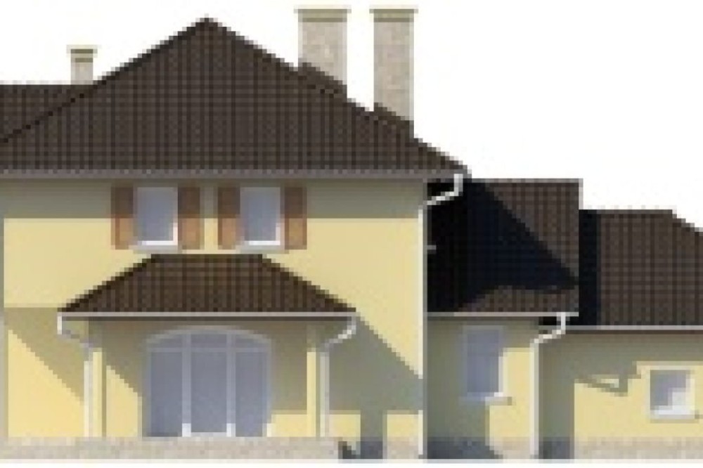 Projekt domu Pordoi DM-6456, piętrowy, z garażem dwustanowiskowym, bez podpiwniczenia - elewacja ogrodowa