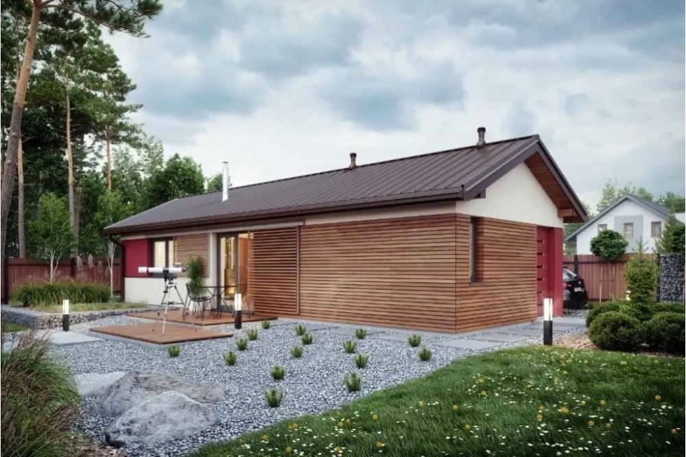 Projekt domu Hemaria 2 tech. L-6633 tech., parterowy, bez poddasza, niepodpiwniczony - kolorystyka wersja 1