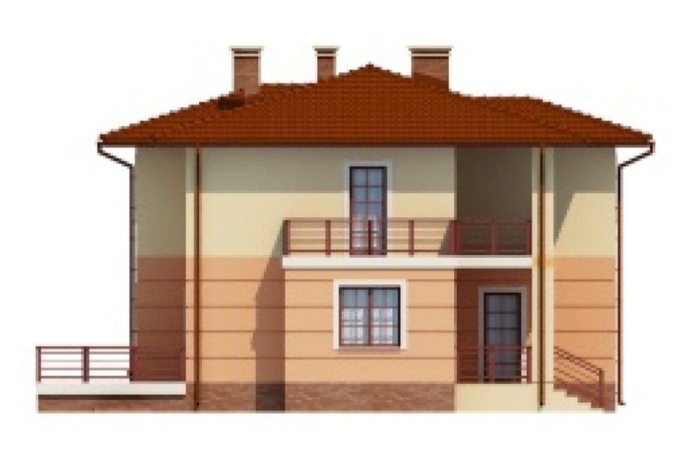 Projekt domu Croda Rossa DM-6453, piętrowy, z garażem, częściowo podpiwniczony - elewacja ogrodowa