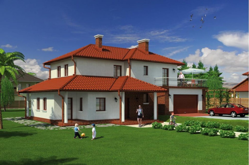 Projekt domu Antelao DM-6470, piętrowy, niepodpiwniczony z garażem - kolorystyka wersja 2