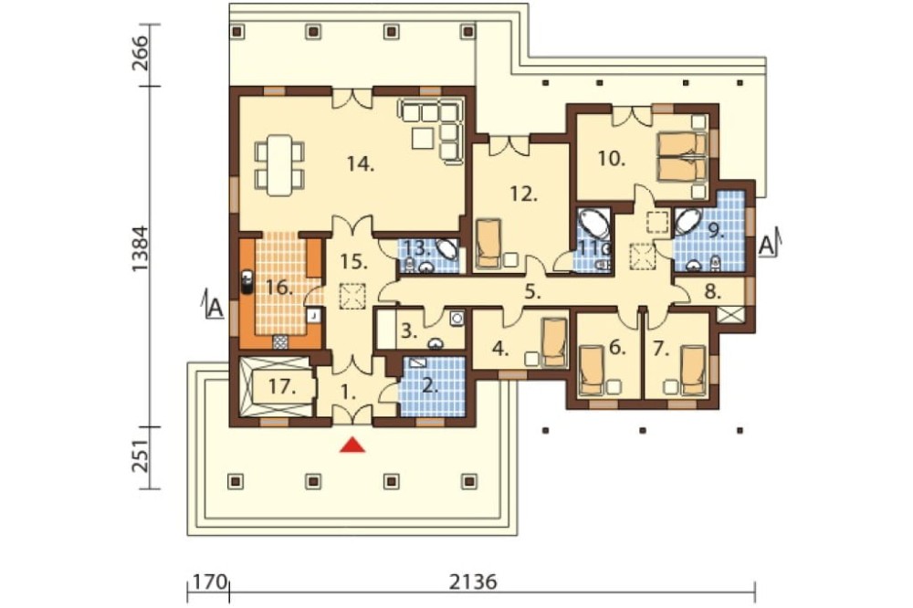 Projekt domu Marmarole Due L-6393, parterowy ze strychem, bez garażu, bez podpiwniczenia - rzut parteru