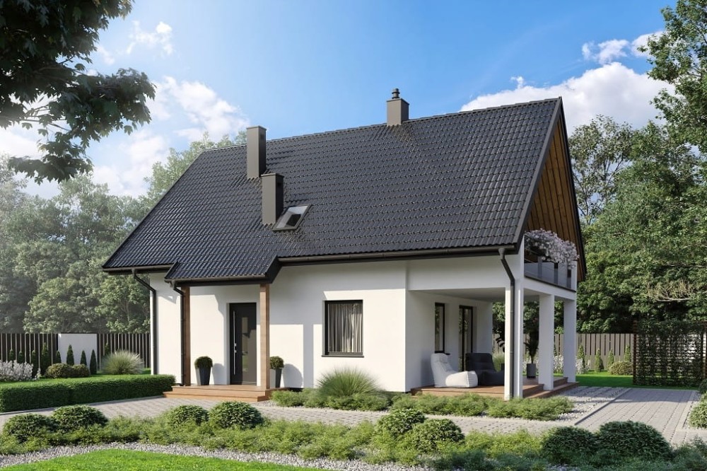 Projekt domu Emagen 2 L-6798, parterowy z poddaszem użytkowym, jednorodzinny, bez garażu, bez podpiwniczenia - kolorystyka wersja 1