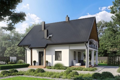Projekt domu Emagen 2 L-6798, parterowy z poddaszem użytkowym, jednorodzinny, bez garażu, bez podpiwniczenia - kolorystyka wersja 1