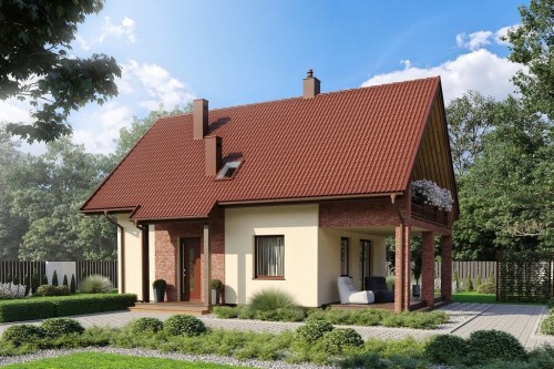 Projekt domu Emagen 2 L-6798, parterowy z poddaszem użytkowym, jednorodzinny, bez garażu, bez podpiwniczenia - kolorystyka wersja 2