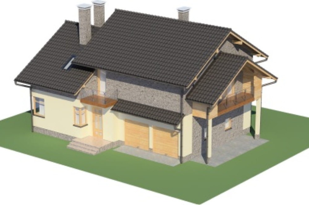 Projekt domu Cereda DM-6465, parterowy z użytkowym poddaszem, niepodpiwniczony, z garażem dwustanowiskowym - model