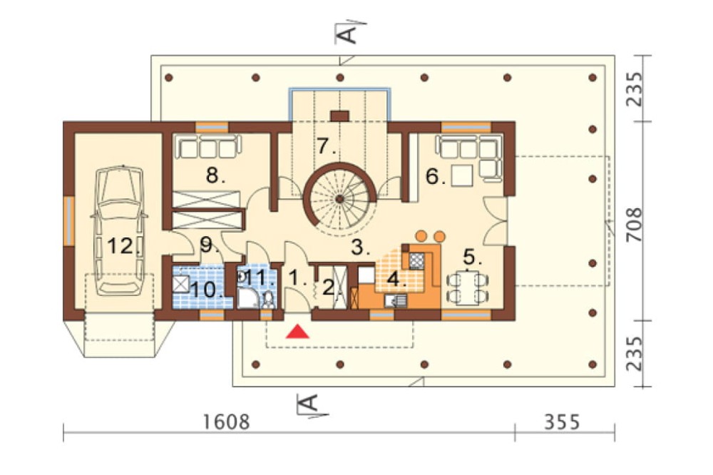 Projekt domu Civetta Due L-6468, piętrowy, z garażem, bez podpiwniczenia - rzut parteru