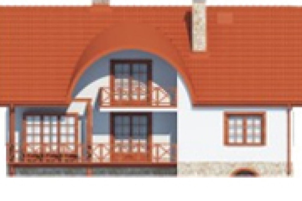 Projekt domu Pelmo DM-6441, parterowy z poddaszem mieszkalnym, częściowo podpiwniczony, z garażem - elewacja ogrodowa