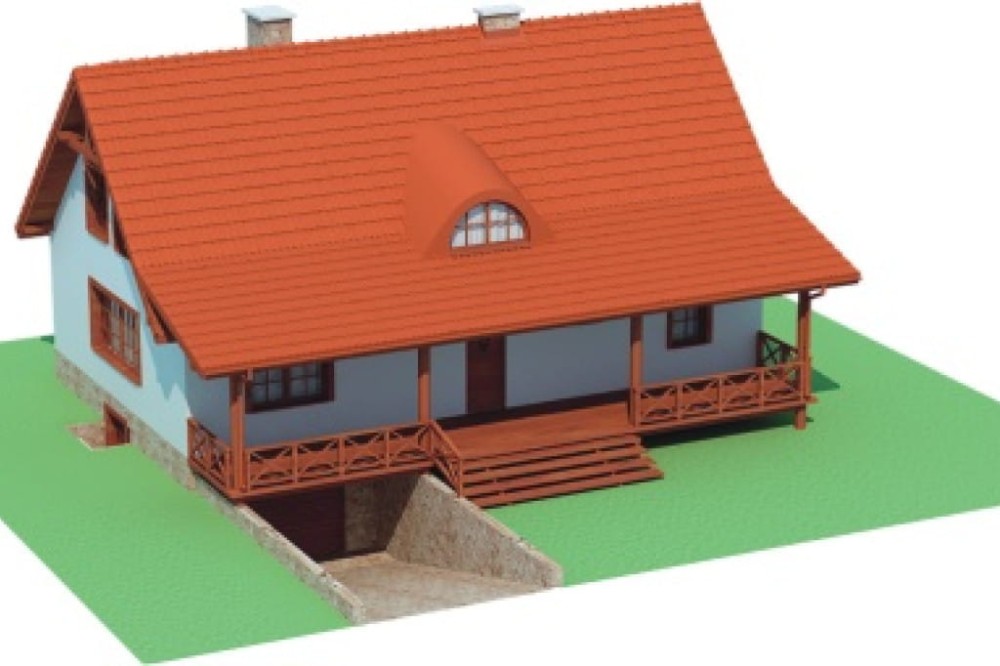Projekt domu Pelmo DM-6441, parterowy z poddaszem mieszkalnym, częściowo podpiwniczony, z garażem - model