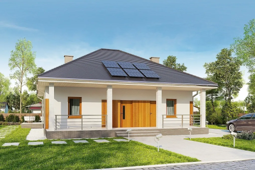 Projekt domu Avium tech. DM-6685 tech., parterowy z poddaszem nieużytkowym do adaptacji - kolorystyka wersja 1