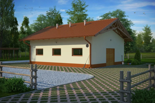 Projekt budynku gospodarczego tech. ZG-88 tech., parterowy, niepodpiwniczony - kolorystyka wersja 1