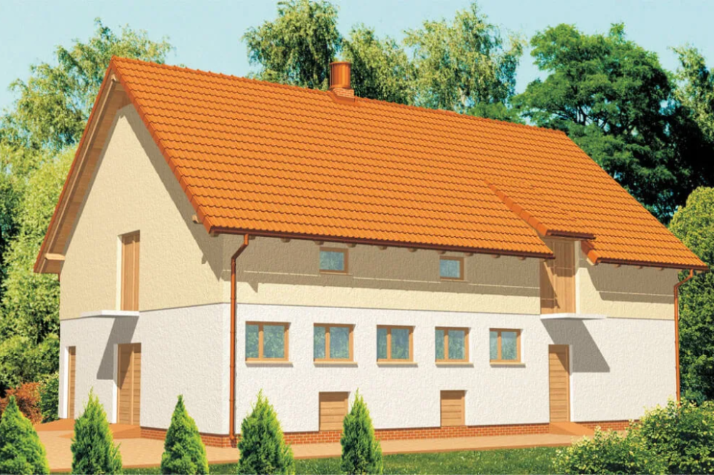 Projekt obory, chlewni tech. ZG-04 tech., parterowy ze strychem, bez podpiwniczenia - kolorystyka wersja 1