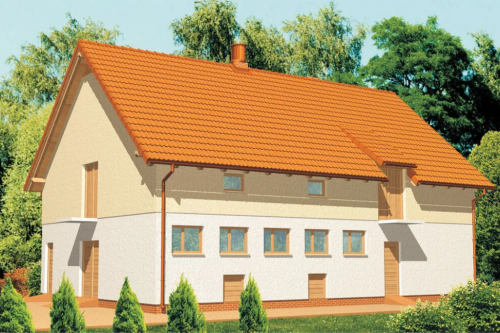 Projekt obory, chlewni tech. ZG-04 tech., parterowy ze strychem, bez podpiwniczenia - kolorystyka wersja 1