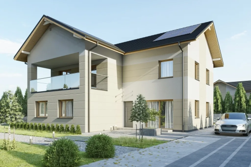 Projekt domu Histrium 2 tech. L-6799 tech.,  jednorodzinny, dwulokalowy z dwoma kondygnacjami nadziemnymi - kolorystyka wersja 1