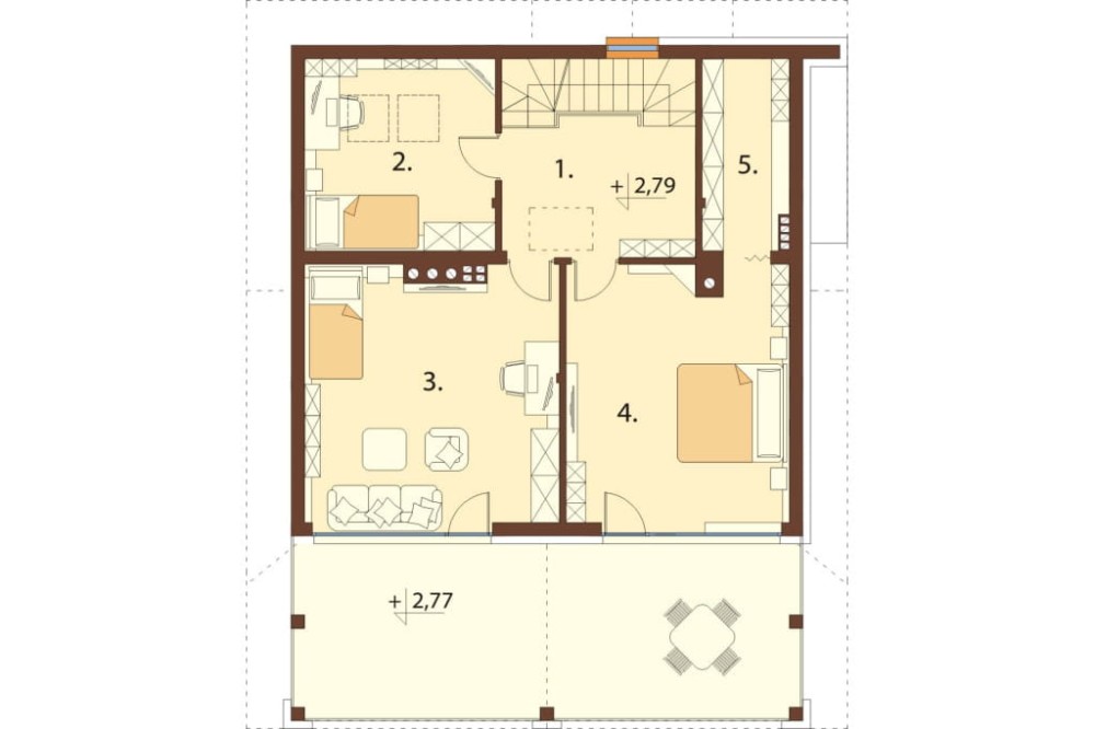 Projekt domu Onętek 2 L-6611, parterowy z poddaszem użytkowym i podpiwniczeniem - rzut poddasza
