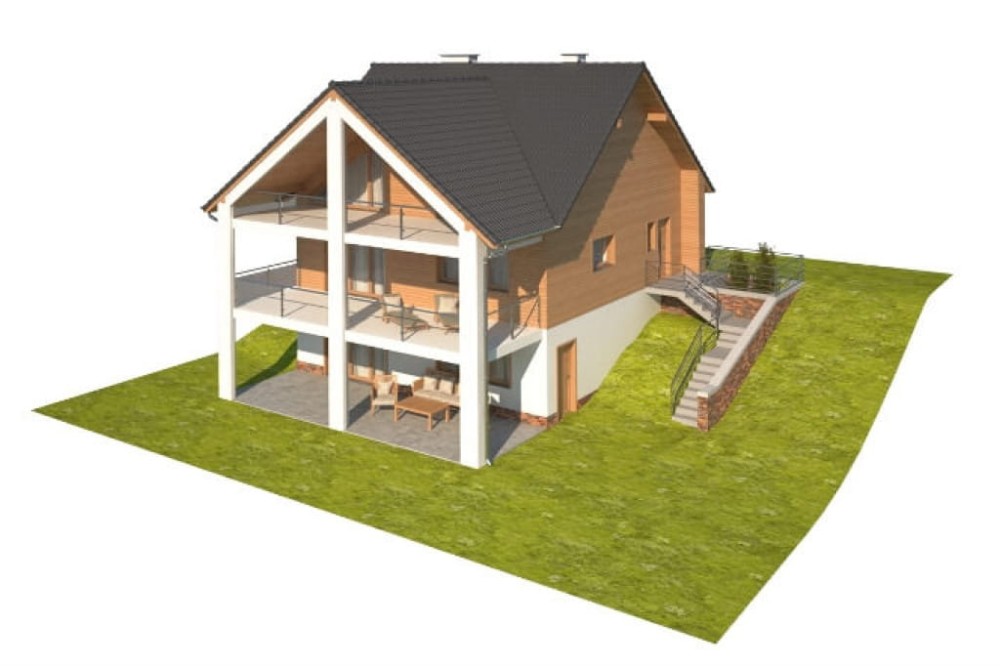 Projekt domu Onętek 2 L-6611, parterowy z poddaszem użytkowym i podpiwniczeniem - model