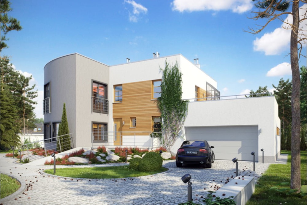 Projekt domu Croda Da Lago DM-6415, piętrowy z garażem dwustanowiskowym, bez podpiwniczenia - kolorystyka wersja 4