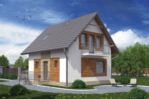 Projekt domu Płońsk L-5582, jednorodzinny, z poddaszem użytkowym, bez garażu, bez podpiwniczenia-kolorystyka wersja 2