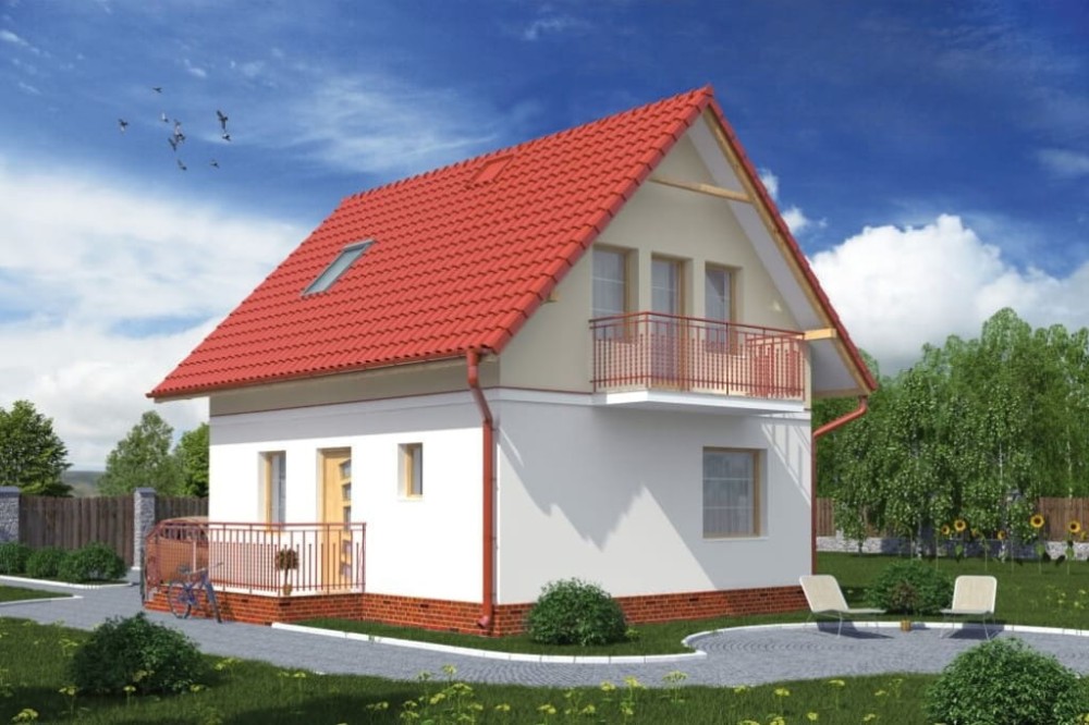 Projekt domu Płońsk L-5582, jednorodzinny, z poddaszem użytkowym, bez garażu, bez podpiwniczenia-kolorystyka wersja 3