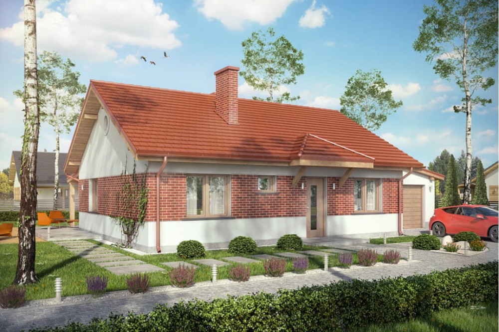 Projekt domu Roglice 2 L-6546, parterowy, jednorodzinny, tradycyjny, z garażem, bez podpiwniczenia-kolorystyka wersja 4