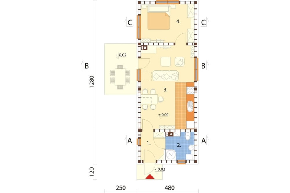 Projekt domu Vinium 2 L-6692,parterowy, jednorodzinny, nowoczesny, bez garażu, bez podpiwniczenia - rzut parteru