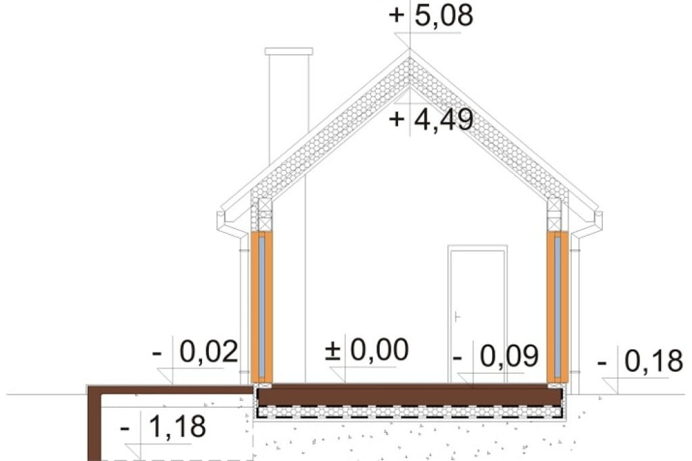 Projekt domu Vinium 2 L-6692, parterowy, jednorodzinny, nowoczesny, bez garażu, bez podpiwniczenia - przekrój B-B