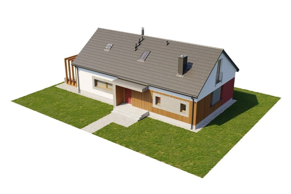 Projekt domu Iryzyna 2 L-6645, parterowy, z poddaszem użytkowym, bez garażu, bez podpiwniczenia - model