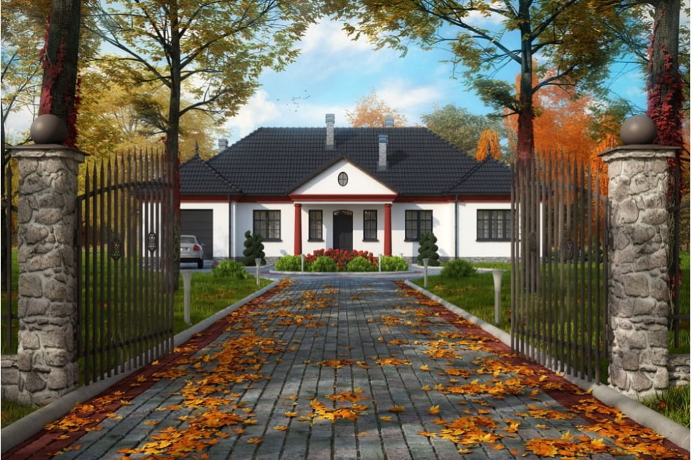 Projekt domu Poniatowice L-6313, parterowy, z garażem , bez podpiwniczenia - kolorystyka wersja 3