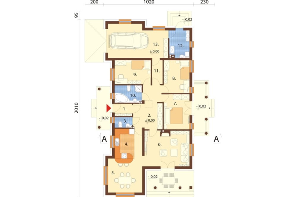 Projekt domu Poniatowice L-6313, parterowy, z garażem , bez podpiwniczenia - rzut parteru