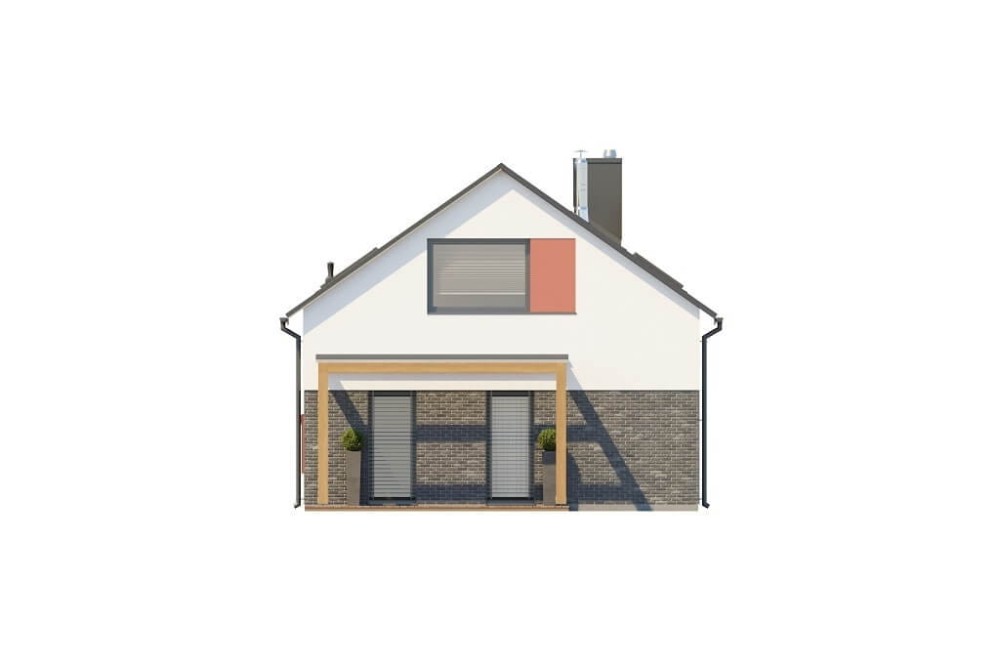 Projekt domu Ośnieża 2 L-6649, parterowy, z antresolą, bez garażu, bez podpiwniczenia - elewacja ogrodowa